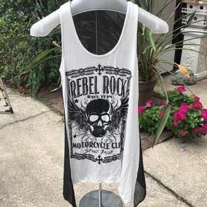 𝅺SEXY sheer motorcycle skulll rock shirt blouse by Voice of California
